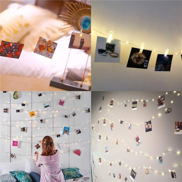 LED String Lights 2M/5M/10M Photo Clip Fairy Lights Outdoor Battery Operated Garland Christmas Decoration Party Wedding