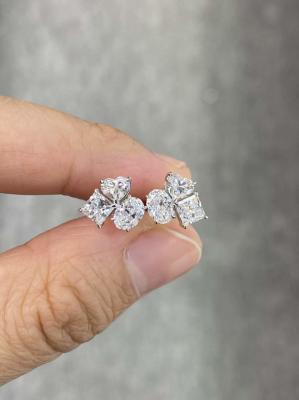 Three Stones Style Heart&Princess&Oval Shape Lab Grown Diamond 18K Gold Earrings