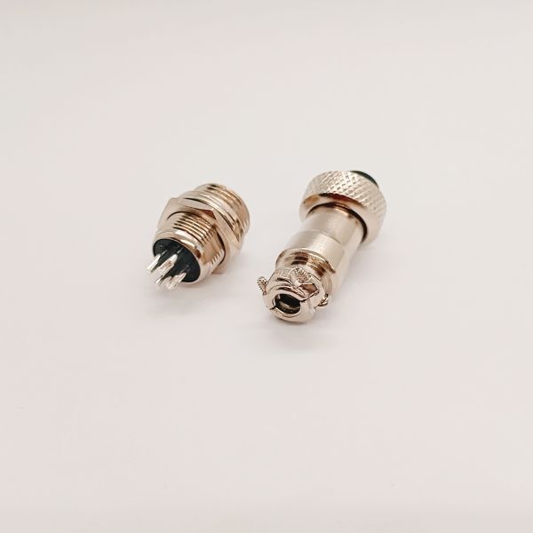 IP 65 Aviation Plug Connector GX12-4 Pin with 1500V Withstand Voltage and Aluminum Alloy Body