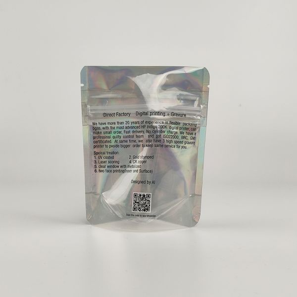 Custom Logo Digital Printed Doypack Ziplock Plastic Wholesale Holographic Yin Yang Mylar Zipper Stand up  Pouch