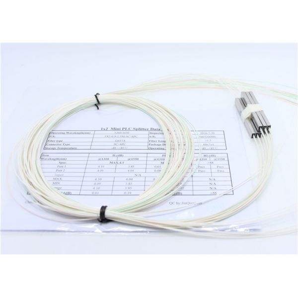 High Durability 1x2 PLC Splitter Strong Fiber Protection Without Connector