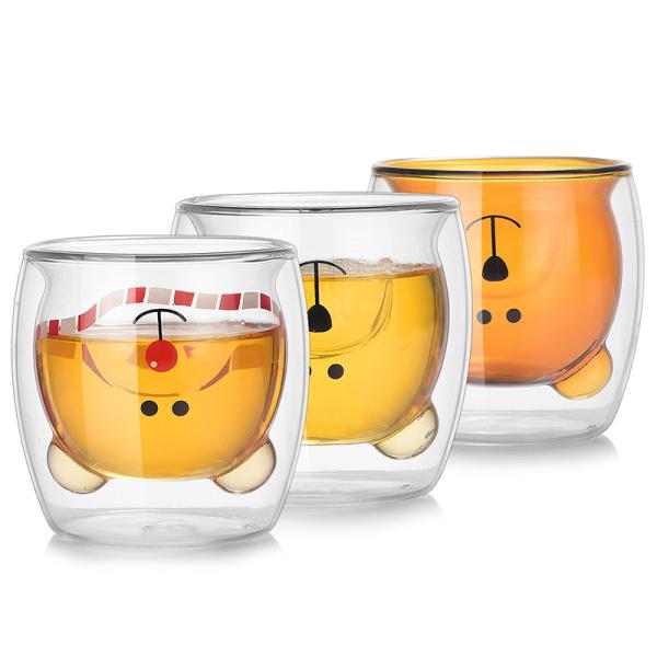 canecas de café de vidro da parede 7oz dobro forte, copos bebendo bonitos amigáveis de Eco