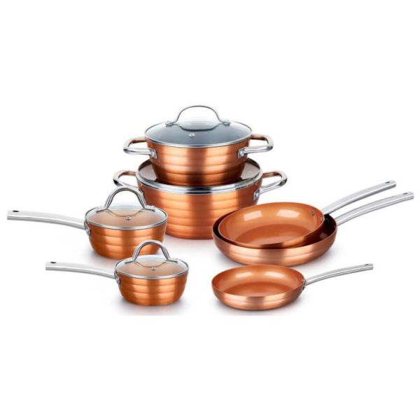 forged aluminum cookware set with ceramic coating with PFOA Free Scratch-Resistant Coating