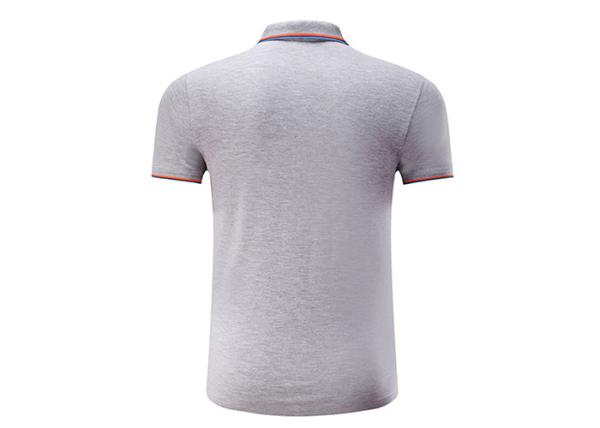 Short Sleeve Cotton Polo Shirts for Men Ribbed Contrast Cuffs Classical Grey