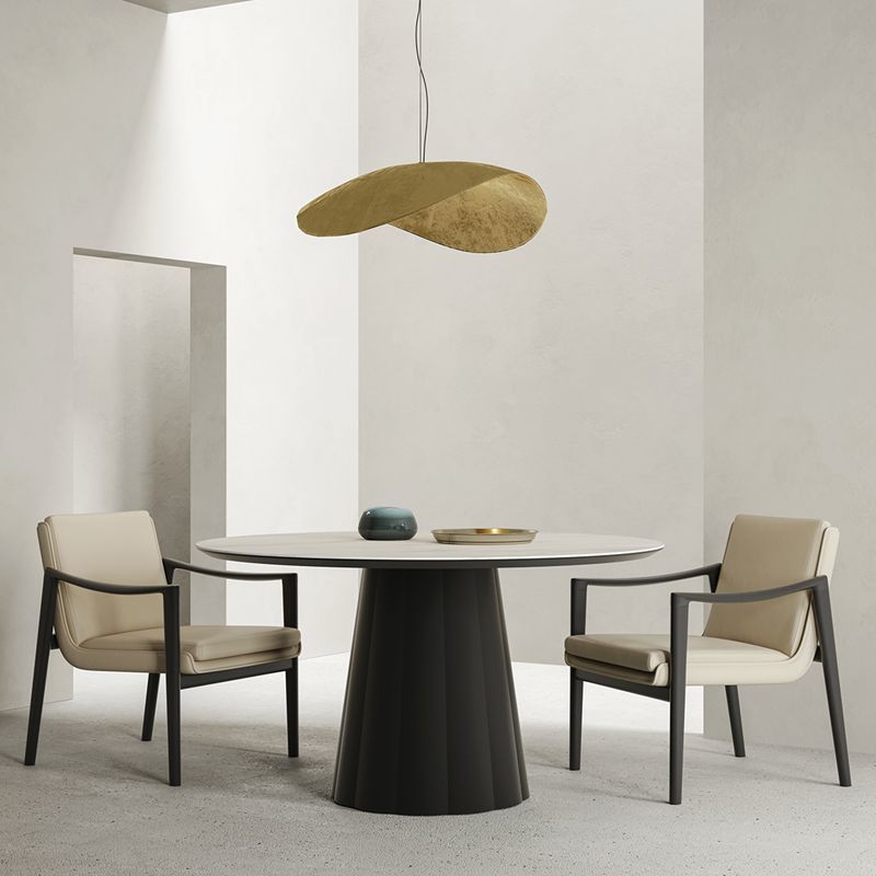 Pumpkin Fluted Base Sintered Stone Round Table ISO9001 Meeting Space Tables