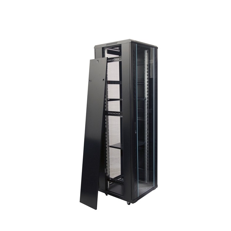 600*600*2000 Size 19 Inch Toughened Glass Door Rack Server with 1.5mm Installation Beam