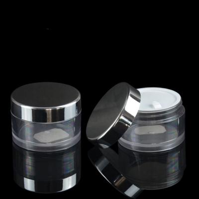 Customized 30ml 50ml PETG Cosmetics Cream Empty Jar With Electroplated Lid