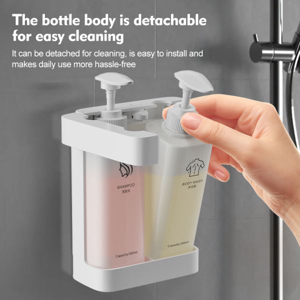 ABS Material Wall Mounted Double Soap Dispenser with Waterproofing and Customized Logo for Eco-Friendly Use in Hotels and Bathrooms