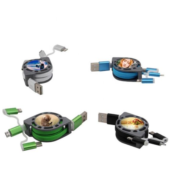 Double Sided 3 In 1 Sublimation USB Data Cable Custom Flash Drive
