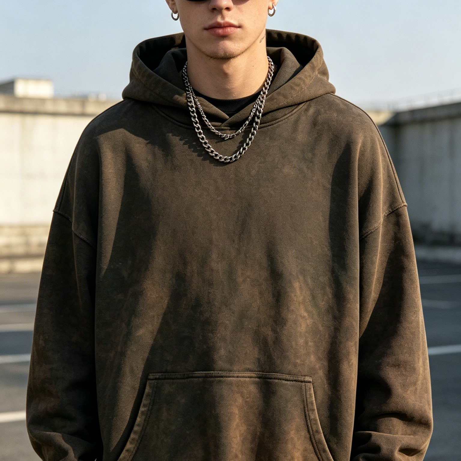 Custom Printed Mens Vintage Wash Hoodie Autumn Winter Casual Hooded Sweatshirt