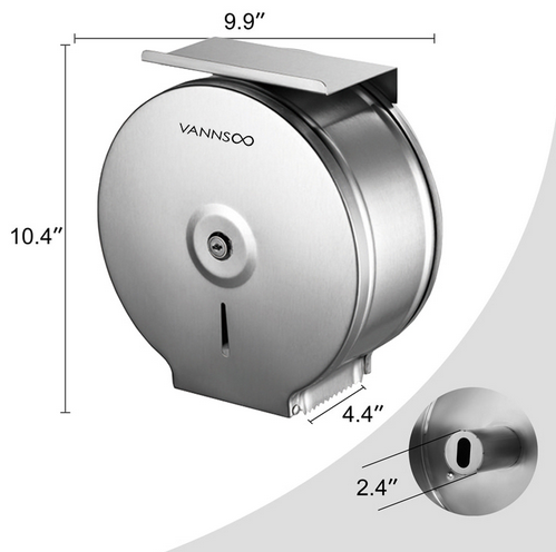 9in Bathroom Jumbo Toilet Paper Dispenser Stainless Steel Toilet Roll Holder Storage