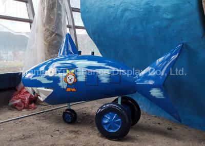 Durable Life Size Shopping Centre Decorations Small Fiberglass Cartoon Shark