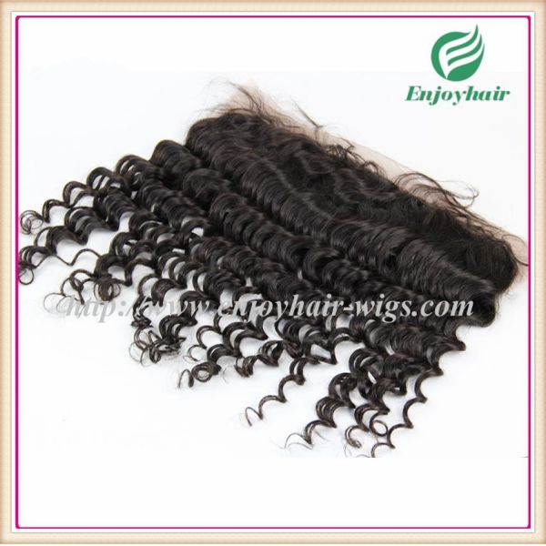 Brazilian virgin hair lace frontal 13''x4'' ,natural color deep wave 10''-24''L hairpiece