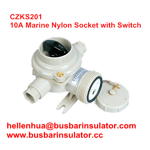 10A marine nylon socket with switch CZKS109 1144/R/FS Rotary switch