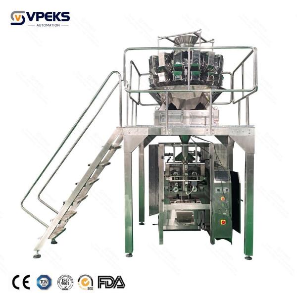 High Speed Multihead Weigher Packing Machine With Double Belts Pull Film