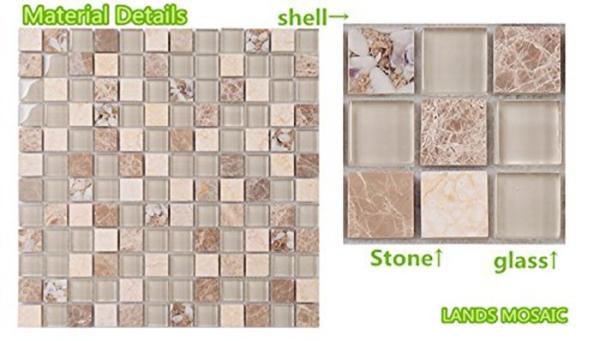 Natural Shell Pearl Subway Glass Tile , Iridescent Glass Mosaic Bathroom Tiles