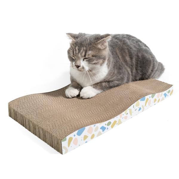 Durable Corrugated Cardboard Scratching Board for Indoor Cats, Heavy Duty, Double-Sided Usability, Recyclable with Catnip