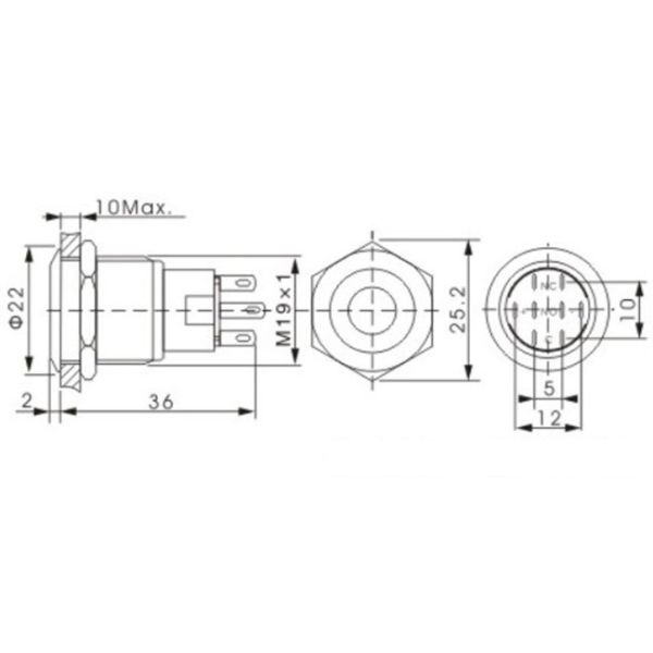 Ip67 19mm осветило запирать на задвижку переключатель кнопки 20A настоящий для морской шлюпки