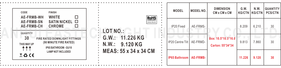 MR16 GU10 Aluminium Bathroom IP65 Fire Rated Downlight Fittings - Chrome Color