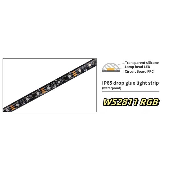 IP65 Epoxy Coated DC12V 60LEDs/m WS2811 RGB LED Strip Lights