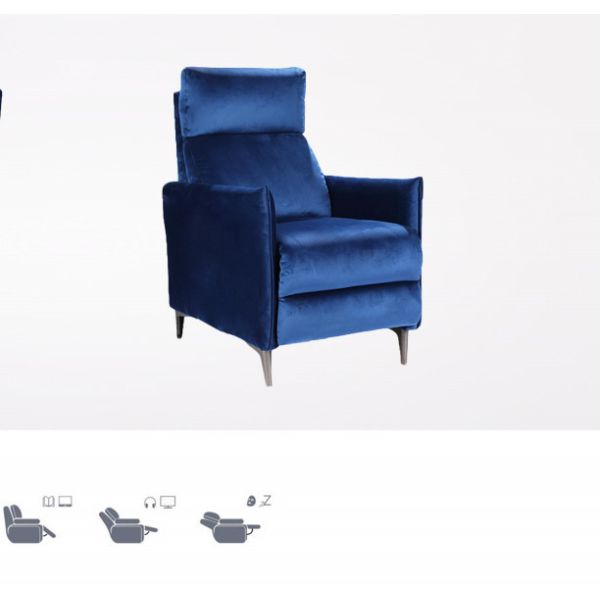 Vintage Blue Velvet Pull Out Bed Sofas Recliner Single Sofa Living Room Office