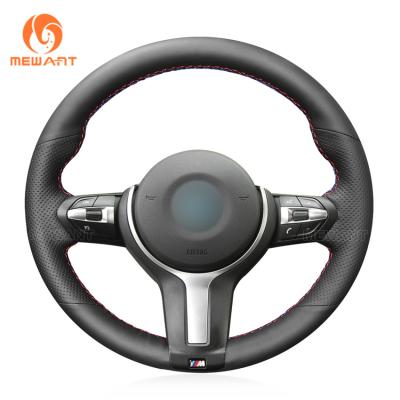 Black Leather Steering Wheel Cover for BMW M F22 F23 F30 F34 F32 F33 F36 F10 F07 F12 F13 F06 F39 F25 F26 F15 F16 Custom Thread Color
