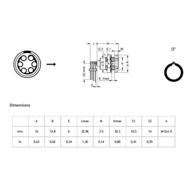 Receptáculo fêmea da montagem do painel do conector IP50 da montagem do painel de ZCG.1B.306.CLV