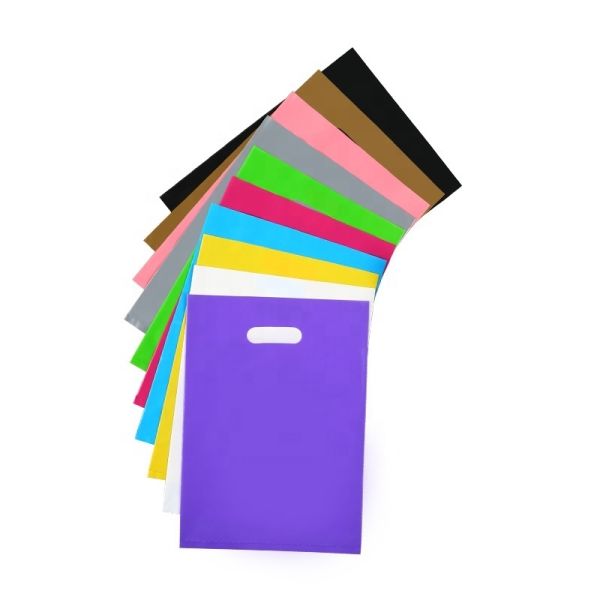 PET Die Cut Plastic Shopping Bags Custom Order Thank You Logo Boutique Bags Handles Merchandise Gifts Packaging Supplies