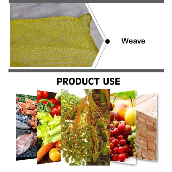 ISO Certified Food Grade Plastic Tubular Onion Leno Net Raschel Firewood Bag with Drawstring