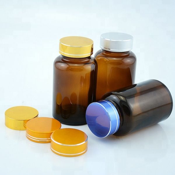 Wide Mouth 120cc Amber Pill Bottles Seal Metal Lid For Long Distance Travel