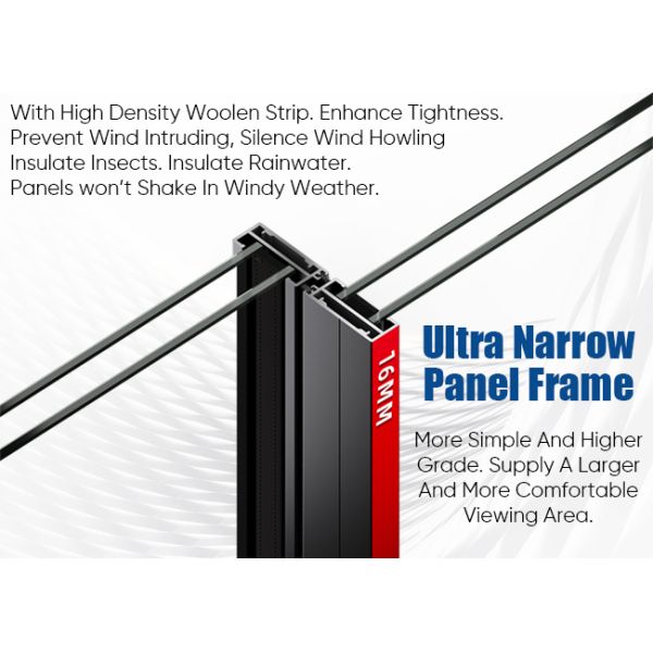 Interior Room Partition Sliding Doors Aluminum Panoramic Slim Frame