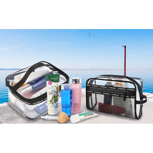 Portable Waterproof Travel Makeup Organizer Bags,Mesh Transparent Design Toiletry Bag for Women Toiletry Bag Makeup Bag