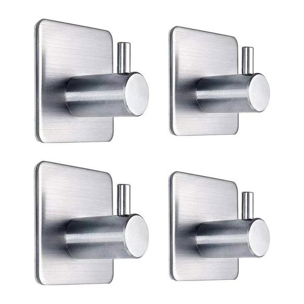 Durable and Waterproof Stainless Steel Adhesive Hooks for Bathroom and Kitchen