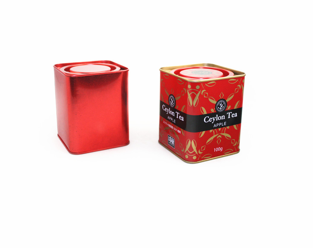 78x78x93mm Green Square Tin Box , Tea Tin Canister With Plug In Airtighted Lid