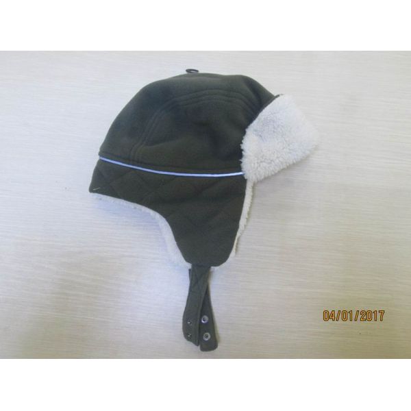 Cute fleece ear flap/hat for boys--with shu velveteen inside--warmer in outside/winter