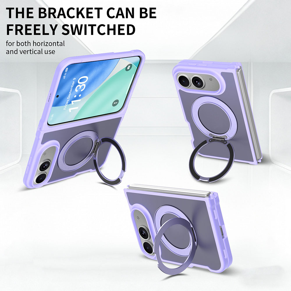 For iPhone 18 Fold 2026 2.0 mm PC TPU Magnetic Stand Case Transparent Matte Shockproof Cover Supports Wireless Charging