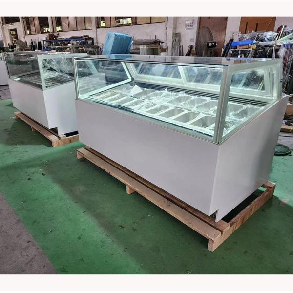 Vitrine de crème glacée sans gel avec verre antibrouillard et contrôleur numérique (-18 ~ 22.C)