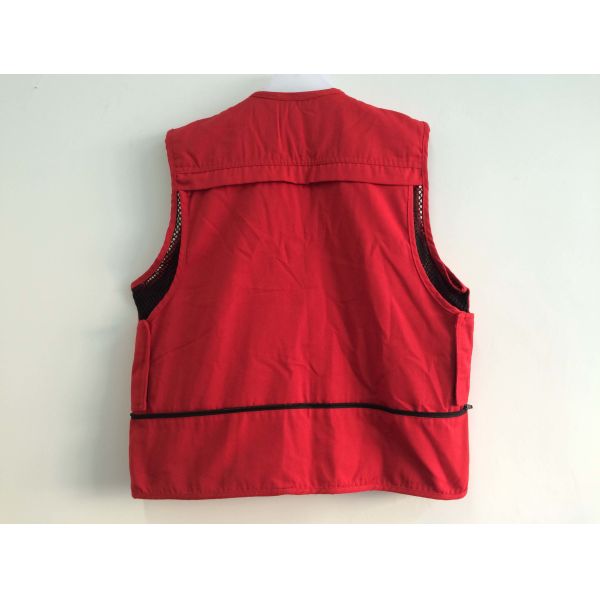 vest, photography vest, mens vest 005 in T/C 65/35 fabric, red color, fishing vest, casual vest