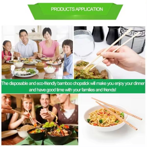 Custom Printed Disposable Cutlery Twin Disposable Bamboo Chopsticks for Restaurant Take Away