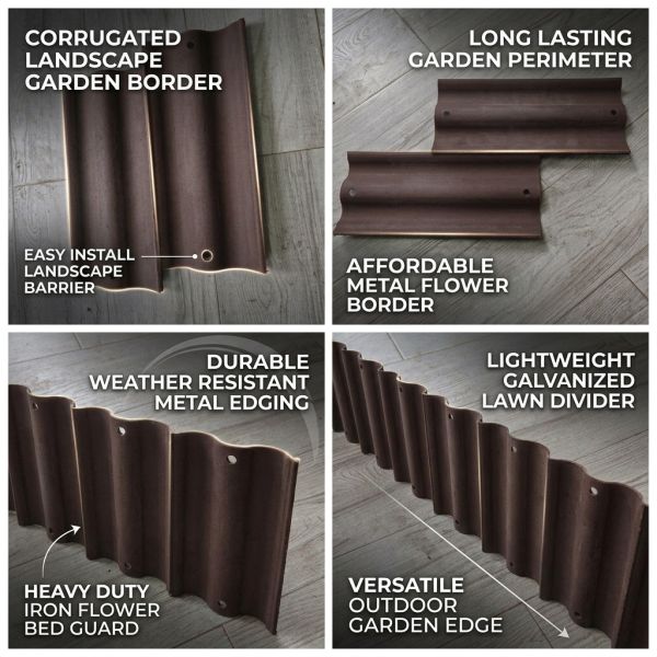 Galvanized Corrugated Garden Metal Landscape  Edging 12 Inch Lightweight