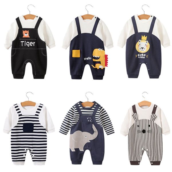 Children'S Short Sleeve Overall For Newborn Cartoon Strap Overalls Spring Autumn