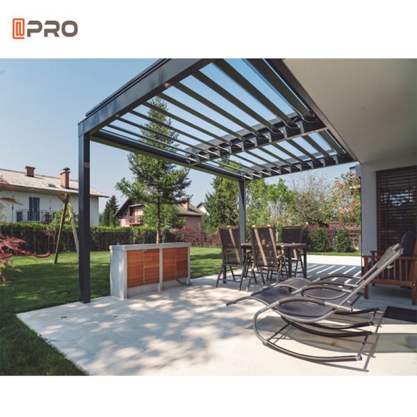 Large Retractable Customized Sunshade Pergola Commercial Outdoor  Solar  Roof Pergola