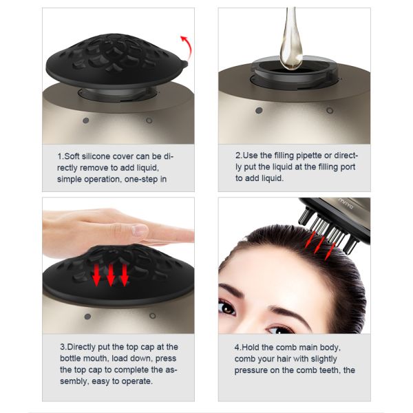 Hair Growth Root Applicator with 625nm Red Light Wave and Microcurrent Technology