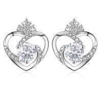 GV argenté de goujons de coeur de 11x9.5mm 1.5g Sterling Silver Heart Earrings 3A