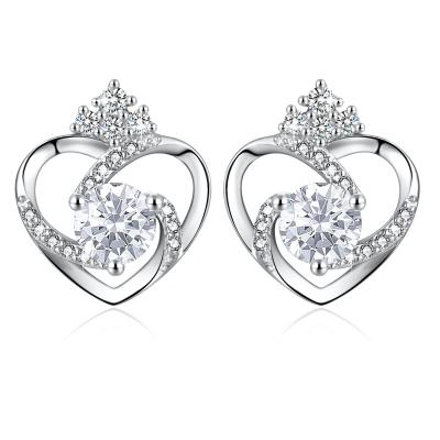 11x9.5mm 1.5g Sterling Silver Heart Earrings 3A Silver Heart Studs SGS