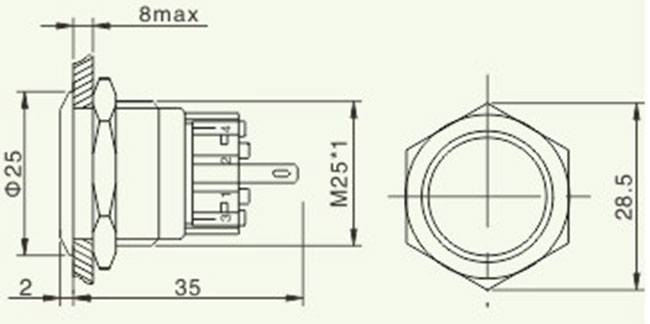 Держатель 10mm панели привел пилотный светлый 24v индикатор металла пилотной лампы A12e