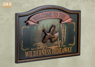 MDF Animal Wall Decor Wooden Wall Plaques Antique Wood Pub Signs Resin Duck Green Color