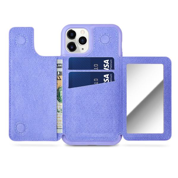 Floral Pattern Card Pocket Phone Case Kickstand Makeup Mobile Cover For Iphone 12