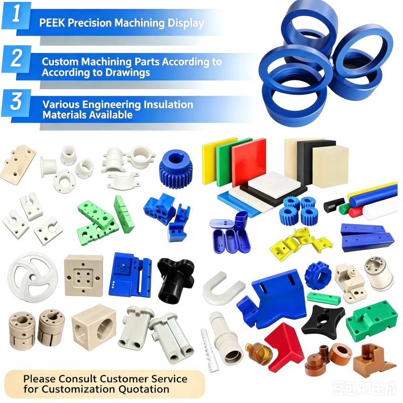 Polyurethane, PUPOM, Steel, PEEK, PPS, ABS, PE, Polyethylene, PVC Sheet, Bakelite, Nylon Sheet Processing and Customization