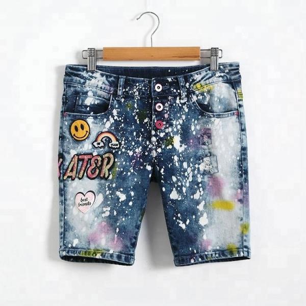 Adjustable Waist Bermuda Short Jeans Pant For Girl , Knee Length Denim Shorts